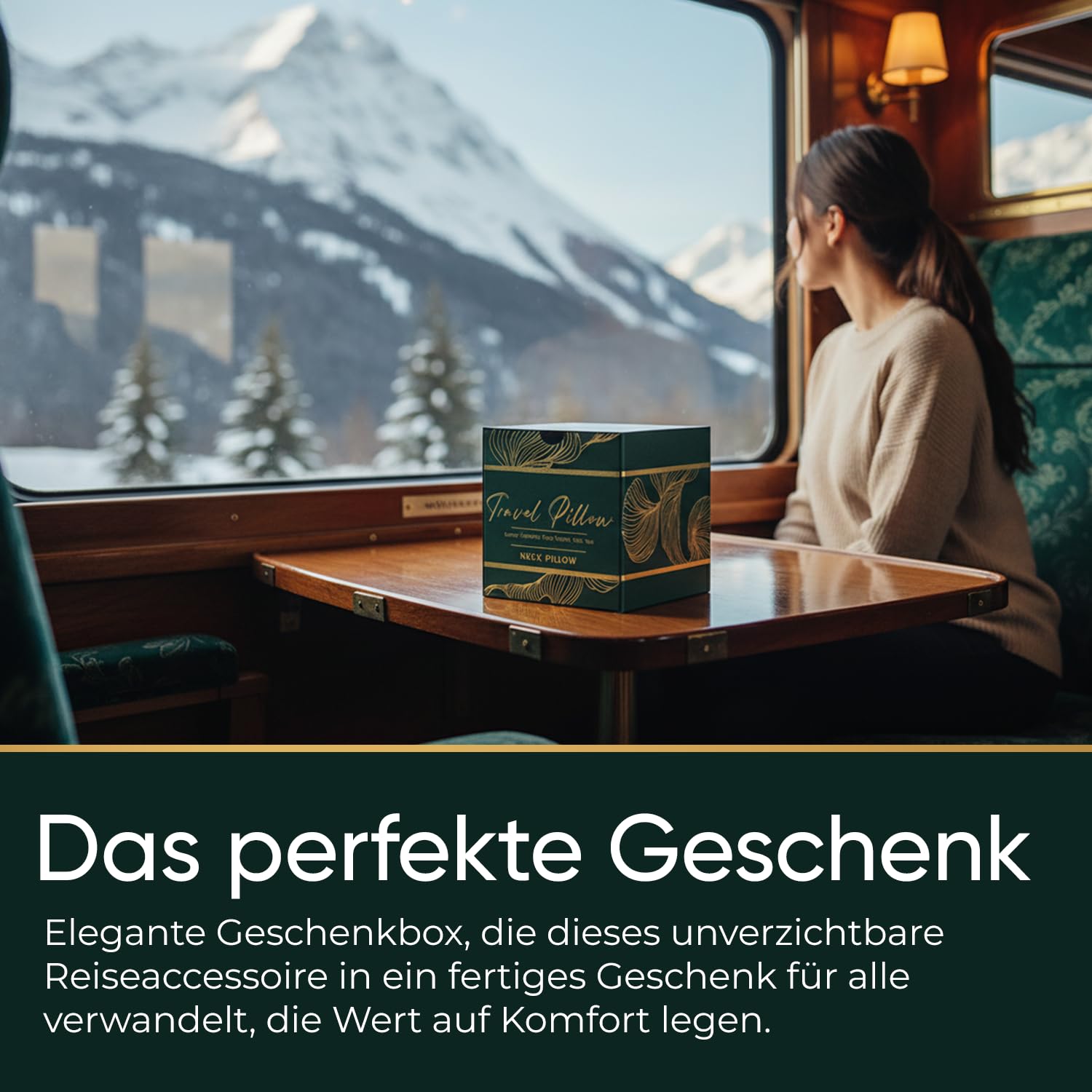 Proglobe Luxe Reisekissen aus Memory-Schaum, Aschschwarz, Weiche Kinnstütze | Kompaktes Nackenkissen mit Kompressionsbeutel, Bezug aus Bio-Baumwolle, leichter Reisekomfort für lange Flüge und Zug
