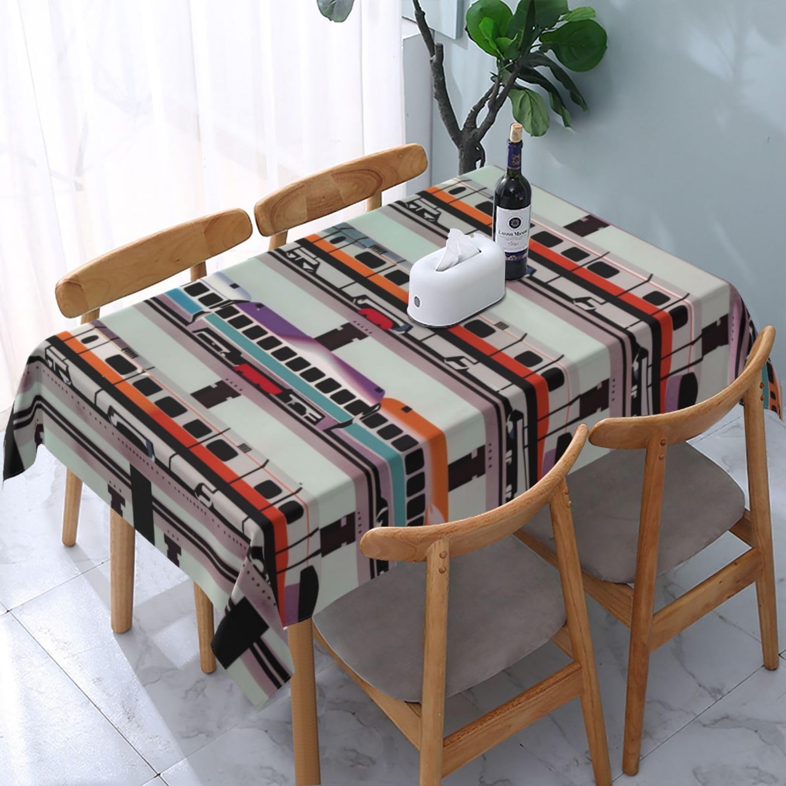Nappe imprimée train monorail pour repas de famille et table de salle à manger
