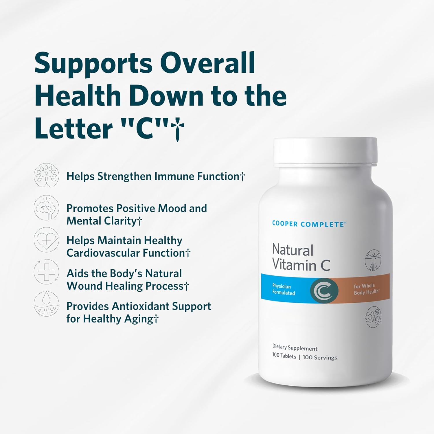 Cooper Complete Natural Vitamin C 1000 mg 100 Tablets per Bottle. Pack of 1