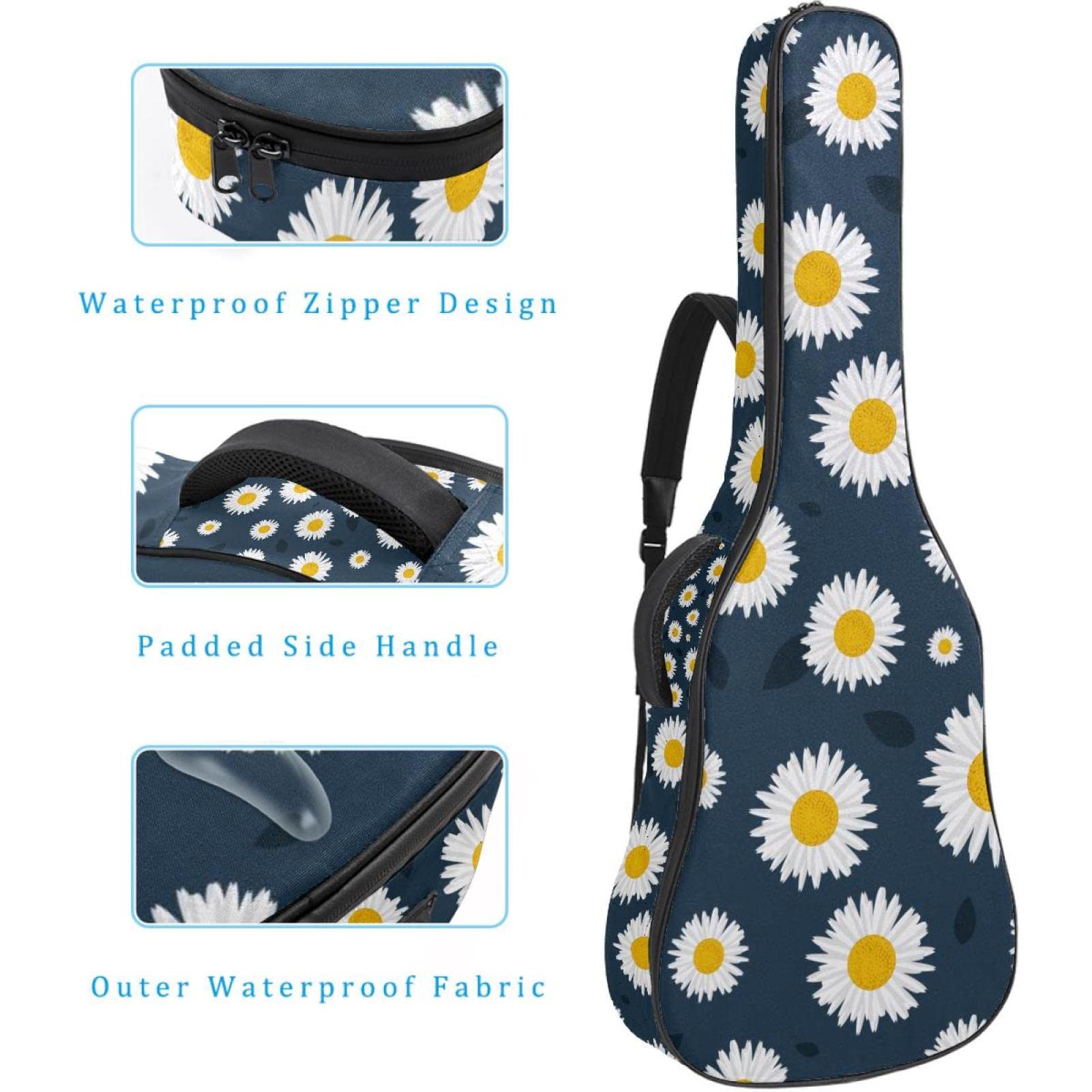 Torba na gitarę akustyczną wodoodporna gitara plecak gruby miękki wyściełany Boże Narodzenie bałwany klasyczna gitara etui, Kolor8, 42.9x16.9x4.7 in, Organizer do torby