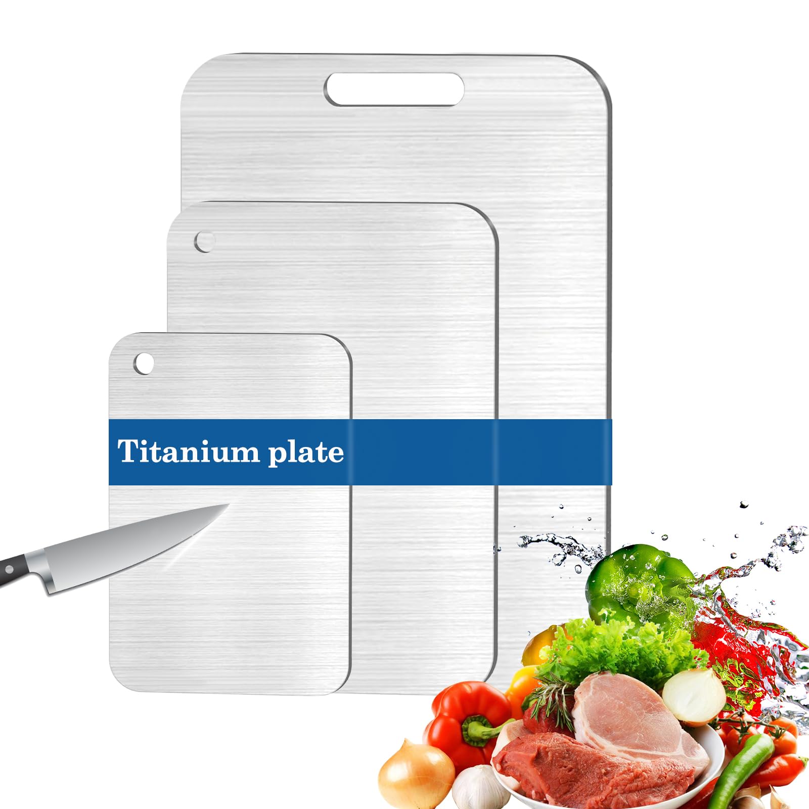 Yamato Planche à Découper en Titane, 3 Pcs Inox, Cuisine