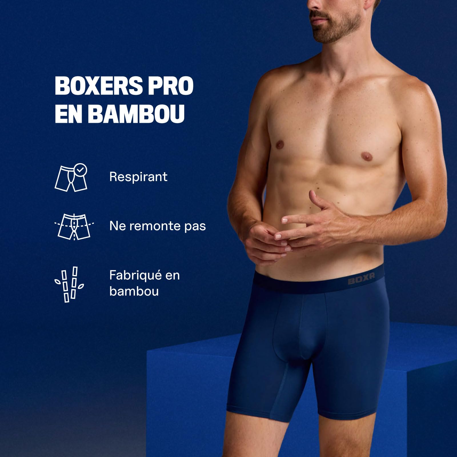 BOXR Boxers Homme Bambou - Caleçons Longs Anti-Frottement - Anti-Remontée - S-3XL