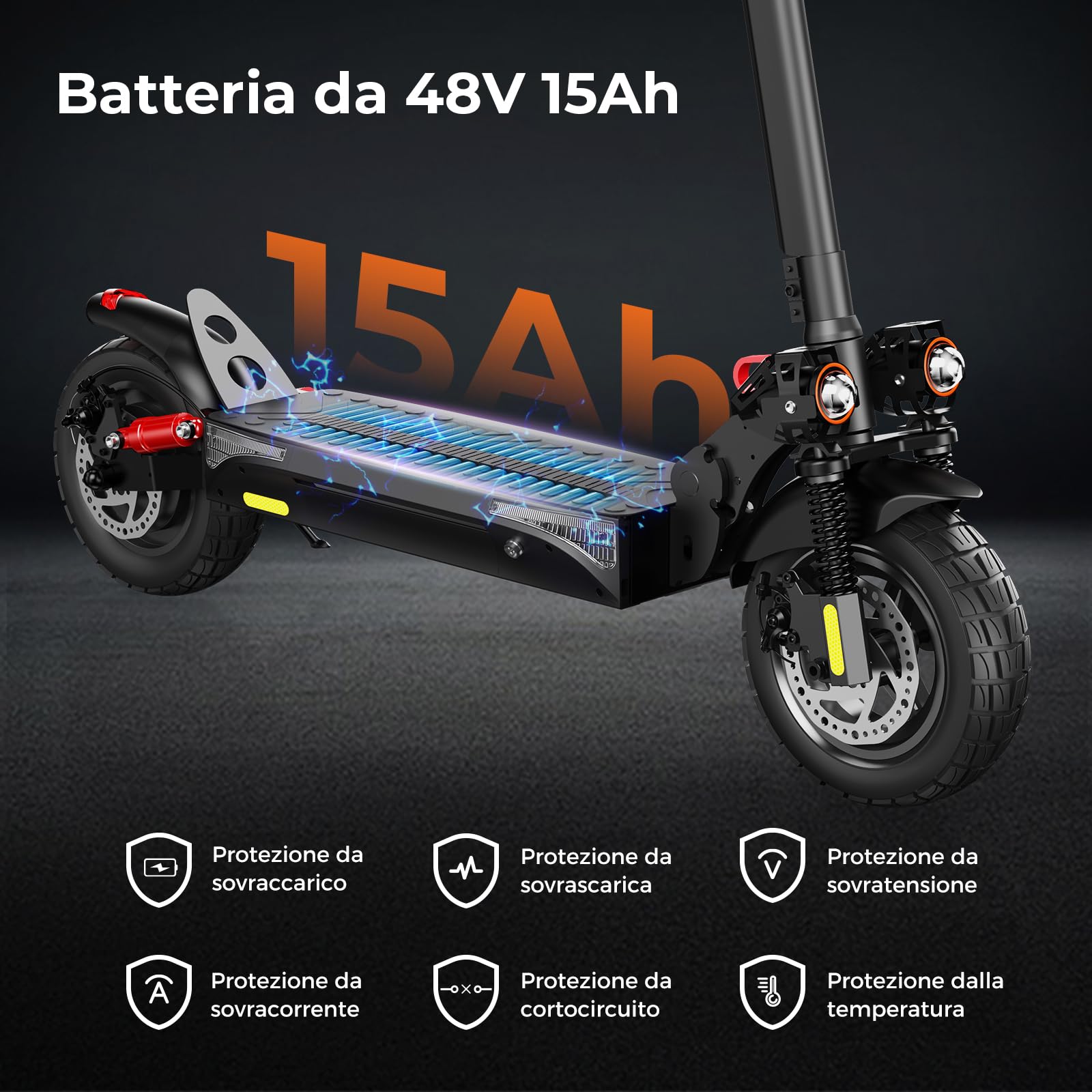 iScooter Ix4 Monopattino Elettrico Adulto, Carico 150 KG, Controllo Tramite App, Pneumatici Fuoristrada Da 10", Monopattino Elettrico Pieghevole Con Quadruplo Assorbimento Degli Urti, Quintuplo Freno
