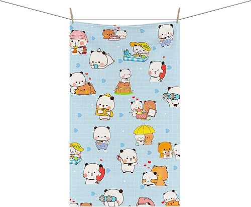 Miniatura 3 de Juego de toallas de cocina con panda y paños de cocina de oso para hornear Bubu, paños de cocina Dudu de 18 x 30 pulgadas, toalla útil para cocina,