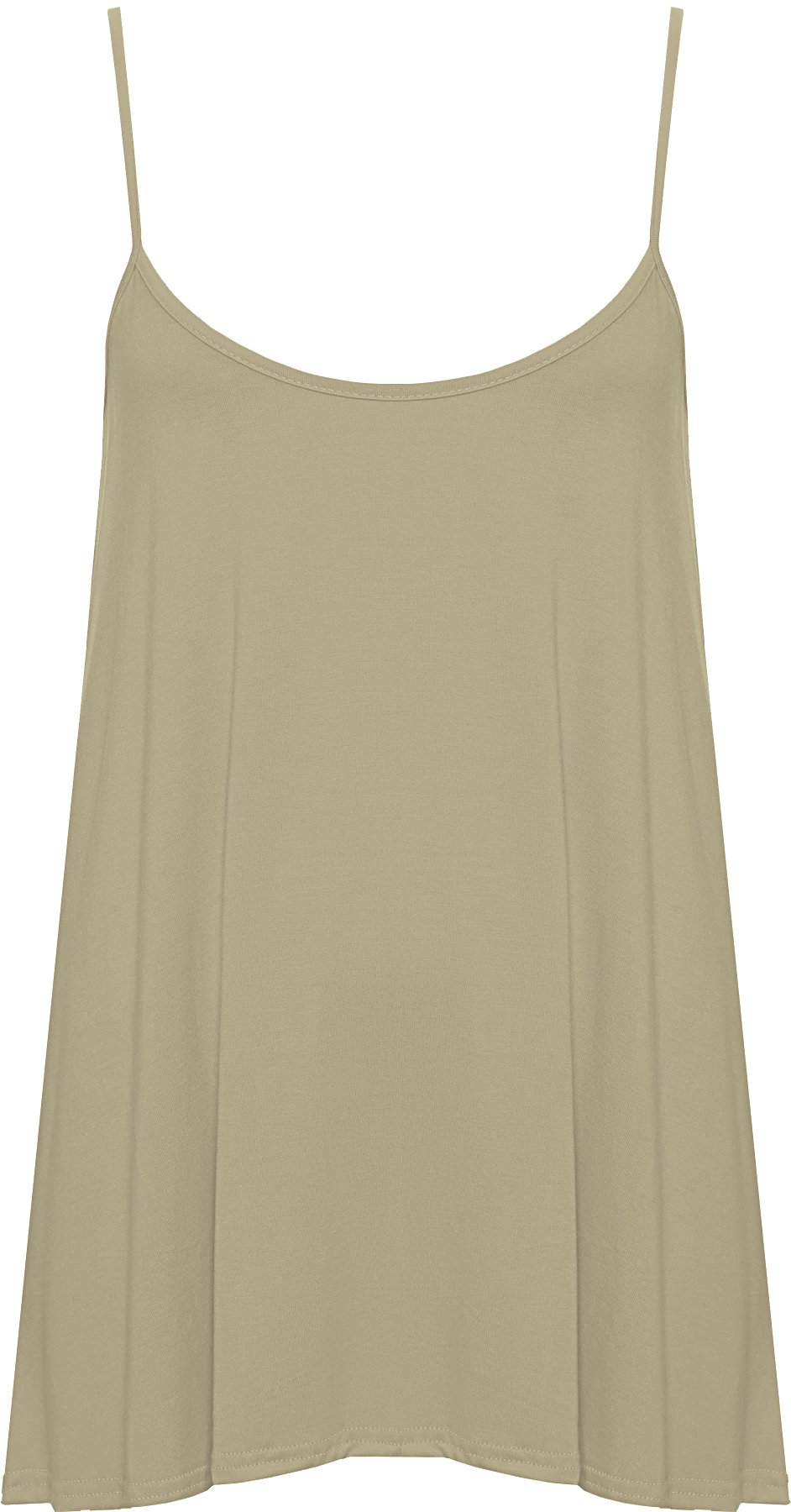 Wearall Women's Mocha Plus Size Plain Strappy Sleeveless Swing Cami Vest Top - 16-18