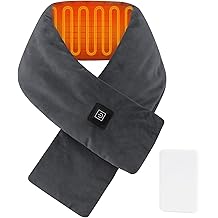 Heated Neck Wrap with 5000 mAh Power Bank, Cordless Heating Pad with Adjustable 3 Heat Settings, Soft Neck Warmer for Pain Relief, Muscle Relaxation, Portable Heated Neck Scarf, Gray
