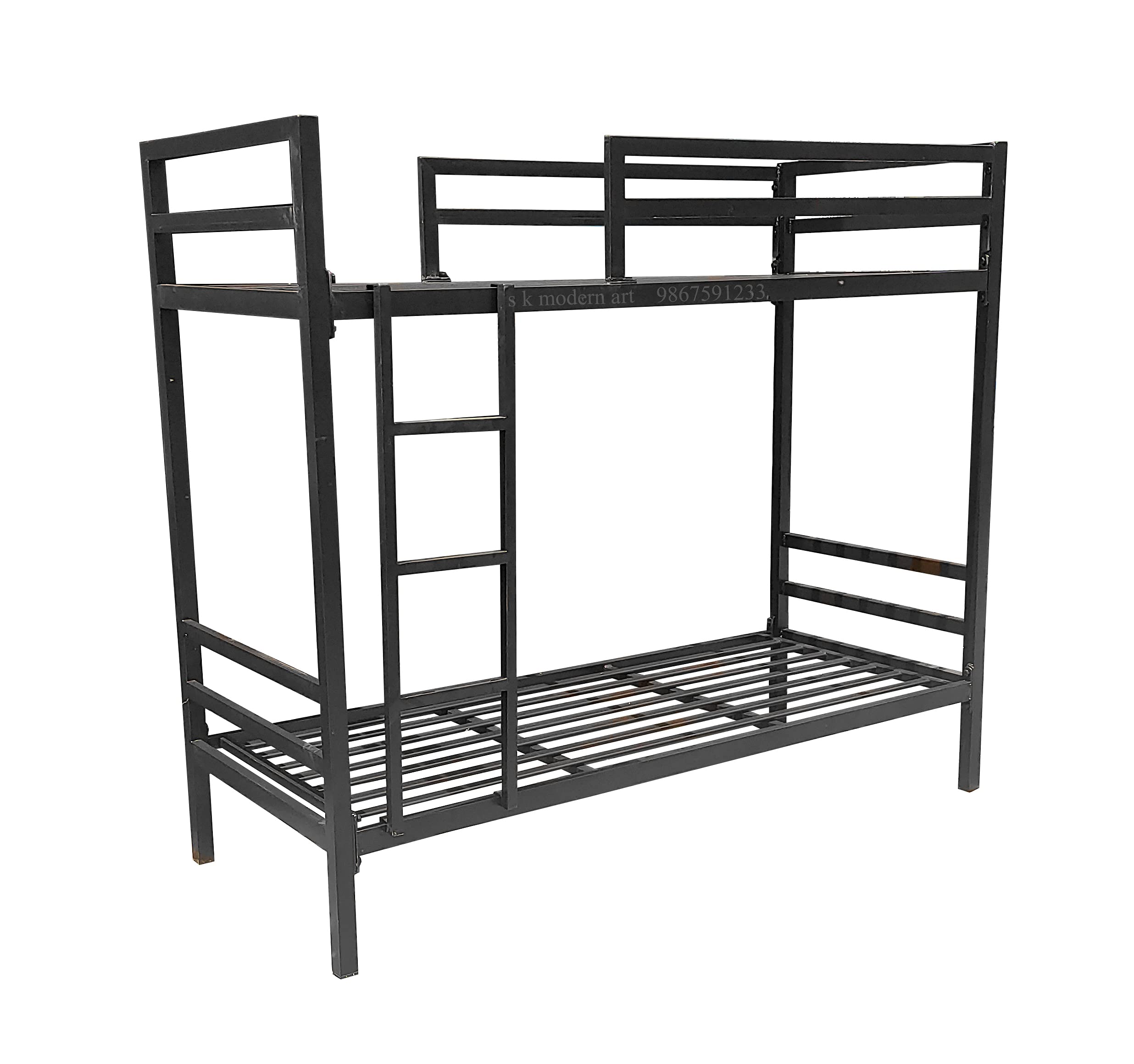 S. K. MODERN ART Bunk Bed Wrought Iron Frame Black Powder Coated (2.5 x 6 feet Without Mattress)
