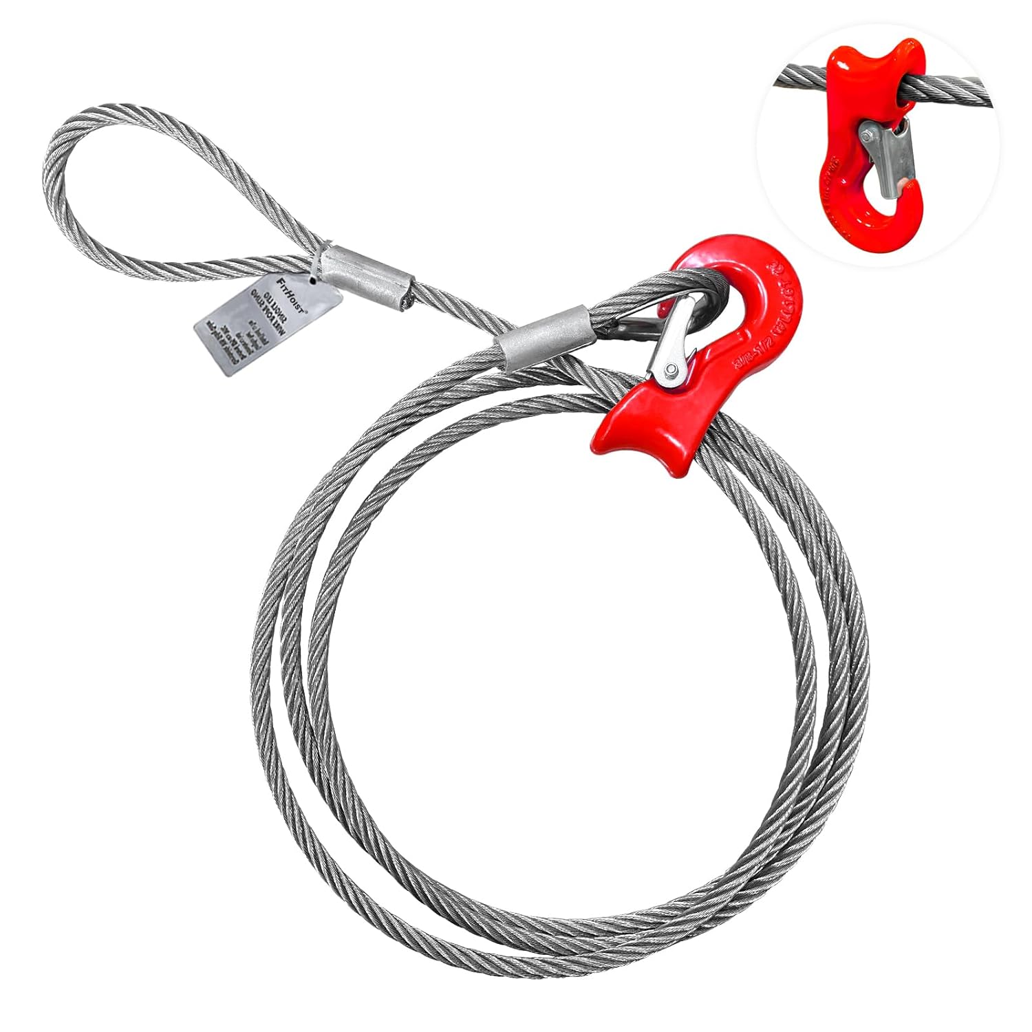 FITHOIST Single Leg Wire Rope Sling, 10.3T Steel Log Choker Cable