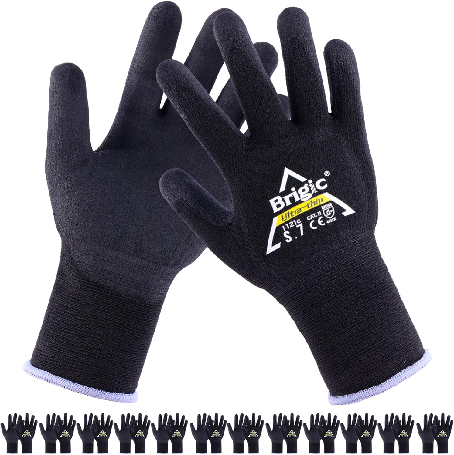Work Gloves Micro Foam Nitrile Coated, High-density Nylon Gloves, Ultra-thin foam coated, Strong Grip-Black
