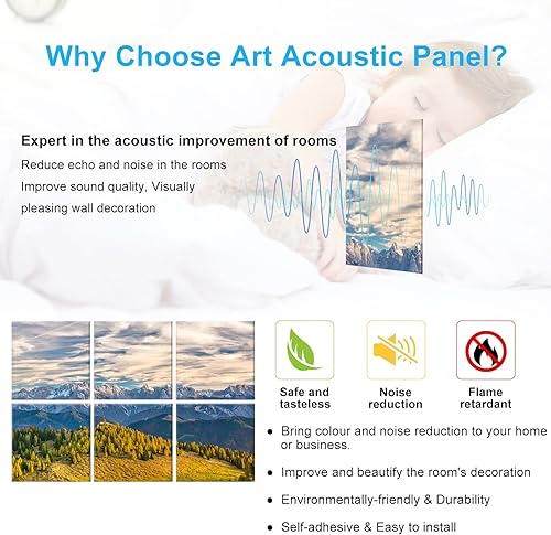 Miniatura 9 de JBER Art Acoustic Panels Decorative, 6 Pack Acoustic Panels Art for Wall Decoration with Self Adhesive, Suitable for Recording Studio, Home