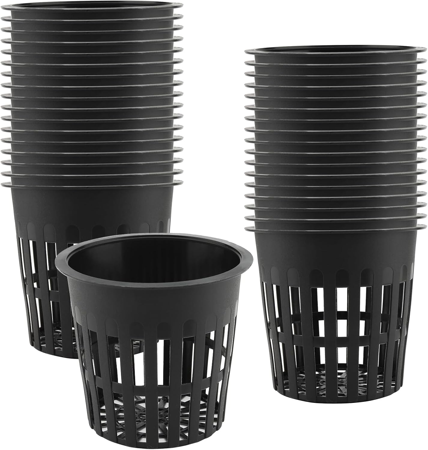 JOIKIT 50 Pack 4 Inch Plastic Net Cups Pots, Hydroponics Growing Net Pots, Garden Slotted Mesh Net Cups for Hydroponics Aquaponics Orchids, Clear