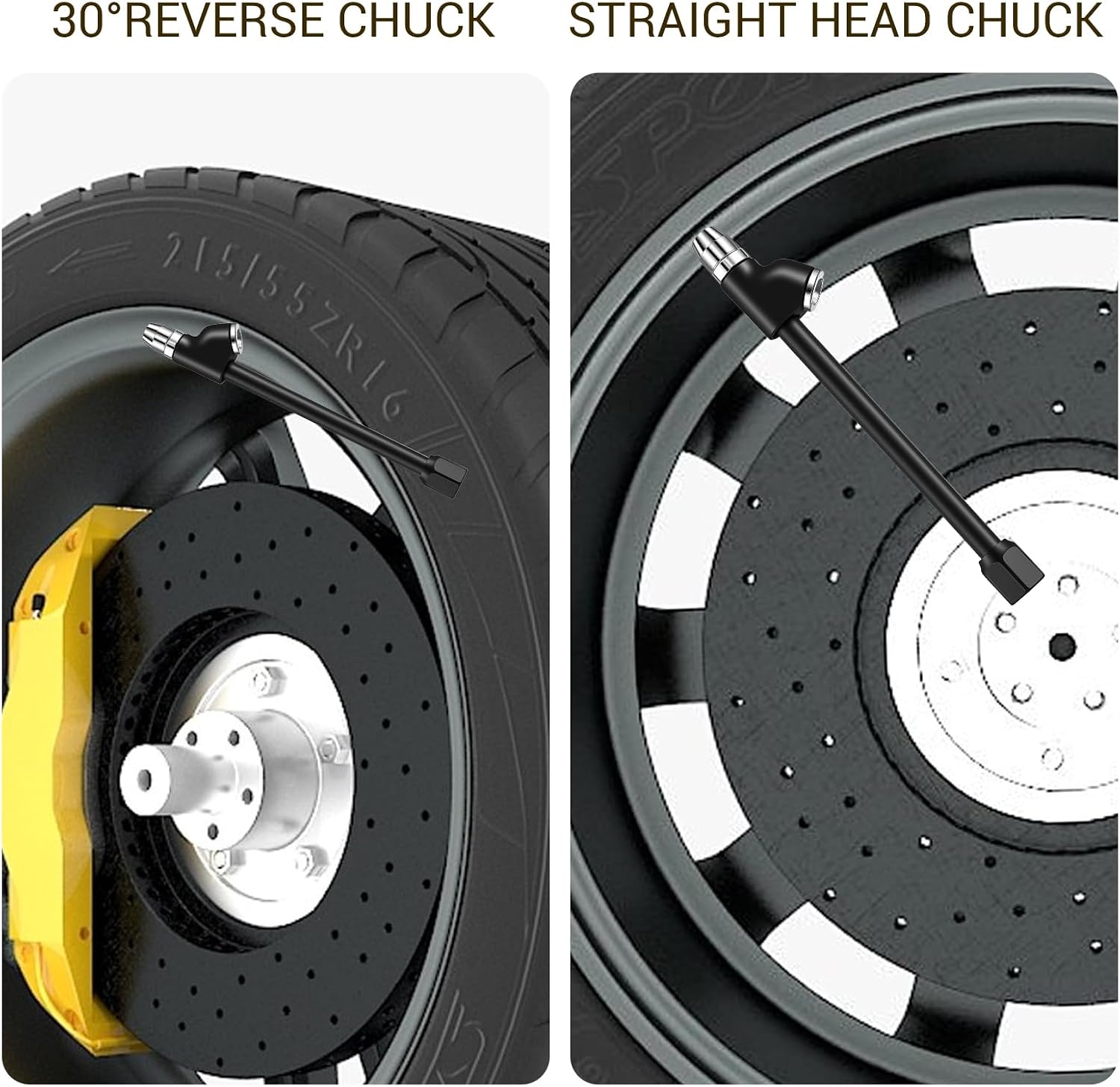 5 Pcs 1/4" Dual Head Air Chuck Set, 2-Way Connection Brass Air Chuck, Tire Chucks with Quick Plug for Truck, Bicycle, Motorbike, Car Tires (Black)