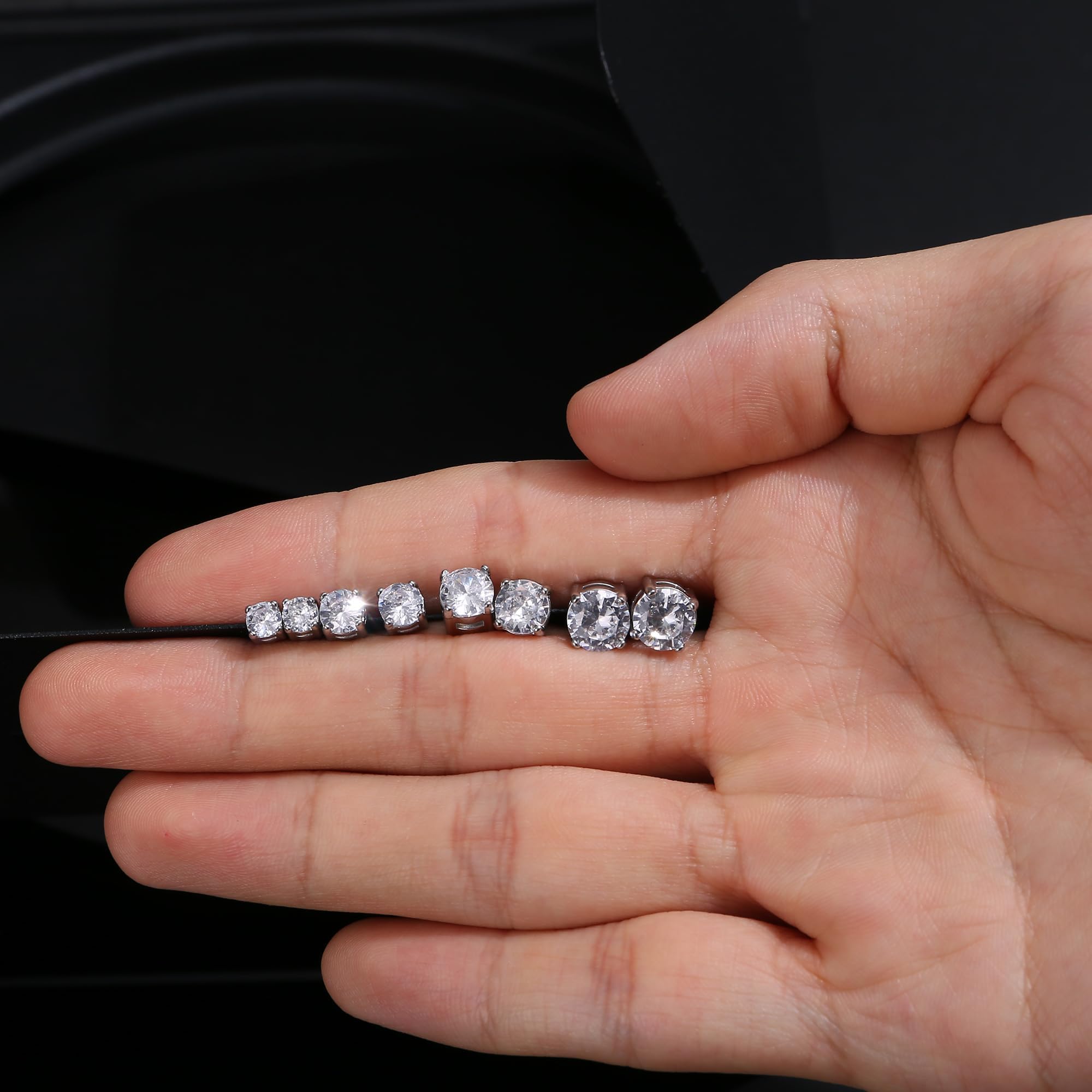 CASSIECA 2 Paia Orecchini Magnetici Uomo, Orecchio Finti Uomo, Orecchini Magnetici Zirconi Cubici Argento Clip Non Piercing Orecchio Falso 5/6/7mm