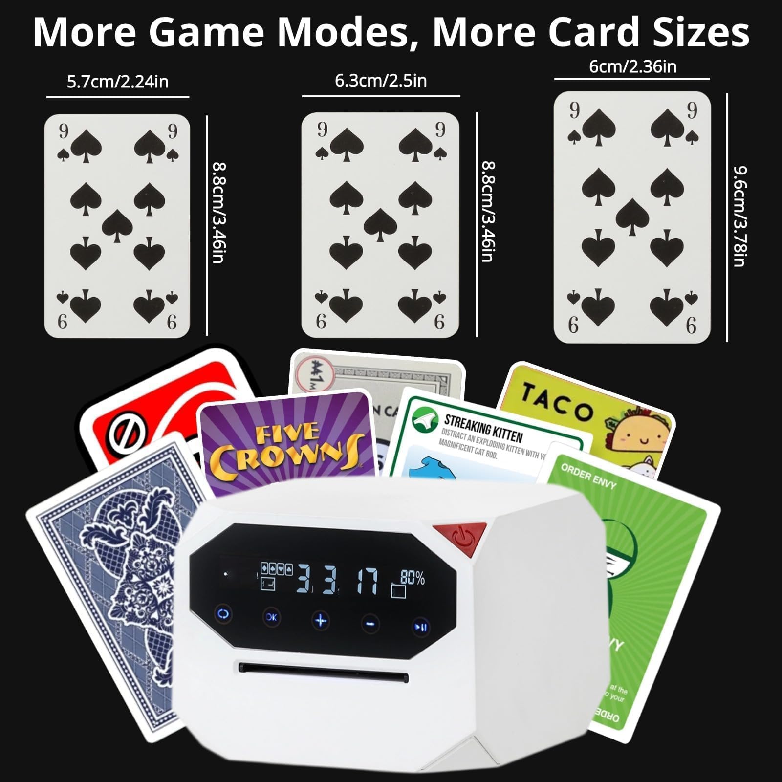 Mélangeur automatique de cartes - Distributeur portable rotatif à 360° pour 2 à 12 joueurs - Rechargeable 2500 mAh - Idéal pour UNO, Poker, Texas Hold'em