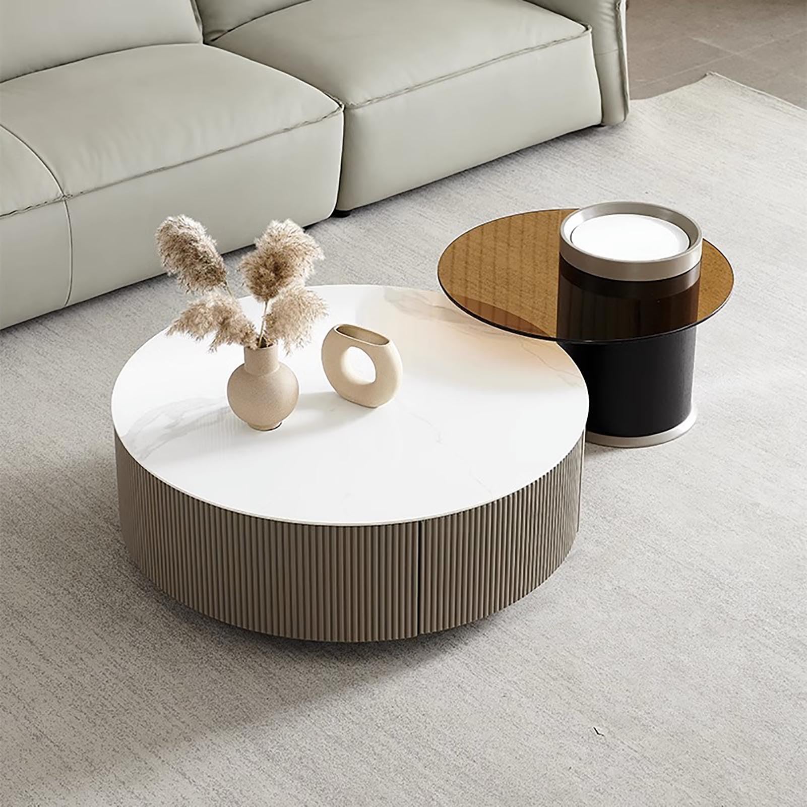 Amazon.co.jp: ミニマリスト モダン ラウンド コーヒーテーブル 2 点