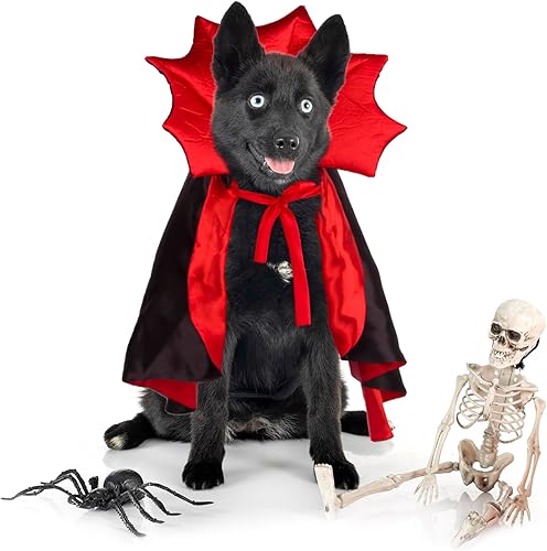 Miniatura 5 de ADOGGYGO Disfraz de Halloween para perro, vampiro, diablo, disfraz de perro, capa de Halloween, capa roja y negra, disfraces de Halloween para