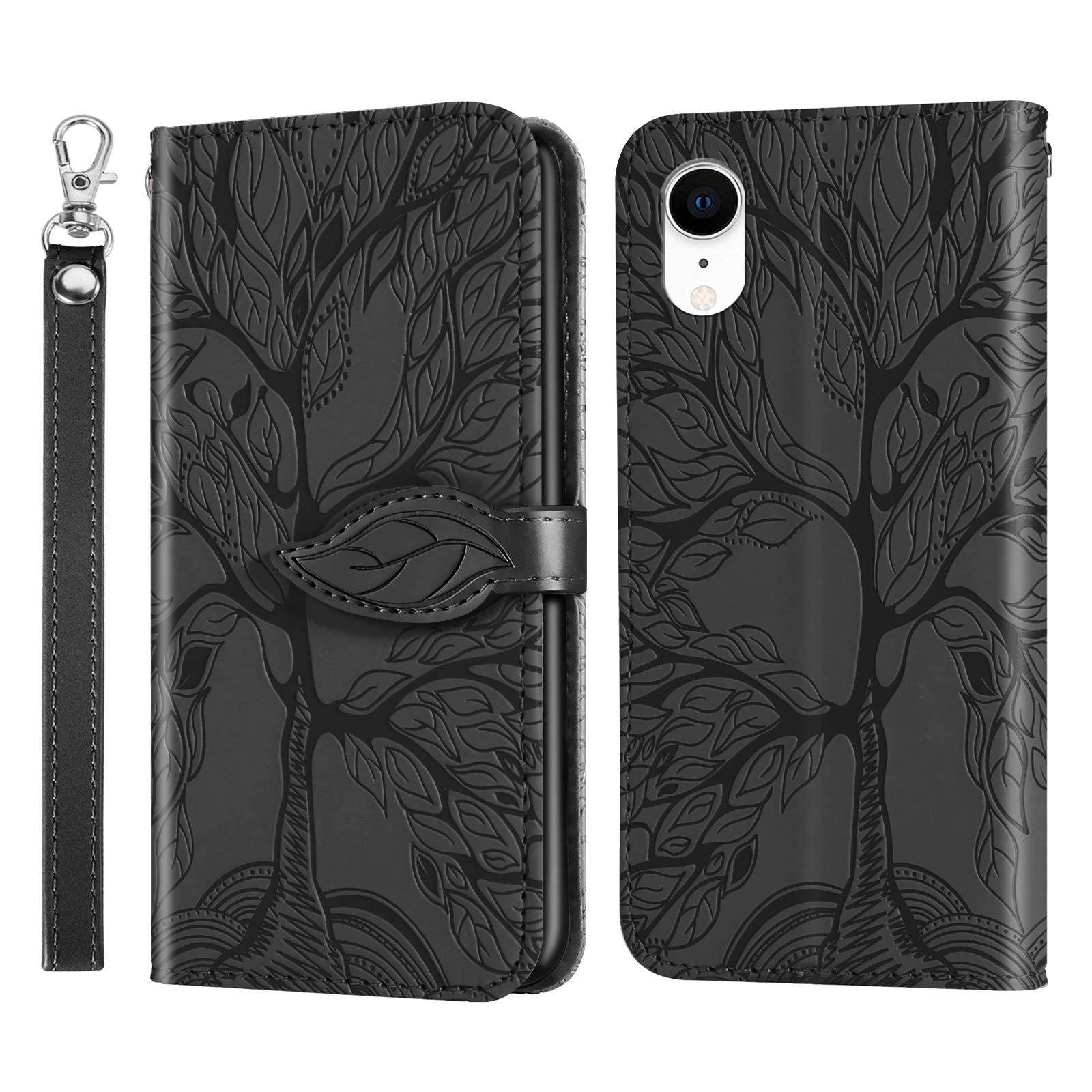 Étui Folio Magnétique En Cuir Pour IPhone XR Noir - Housse Smart Pro Générique Neuve