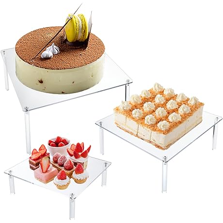 Square Clear Cake Stand 3-Pcs Acrylic Dessert Display Set