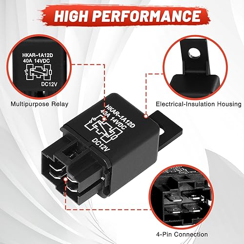 Miniatura 3 de Tongze Relé de 4 pines de 12 V, 40 amperios, SPST 14 VCC, relé automotriz impermeable para faros delanteros de automóvil, altavoces, bocina, aire