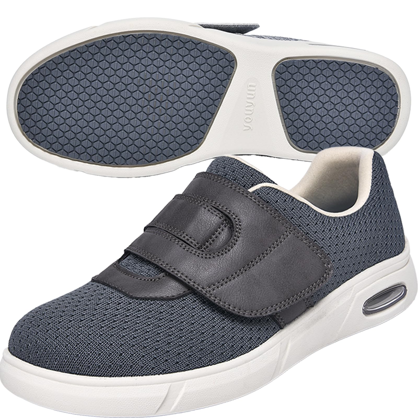 Zapatos para Obesos Pies Delicados OrtopéDicos Hombre Zapatillas Diabéticos Zapatos Caminar Suaves y Flexibles Hinchados,Gris,45 EU