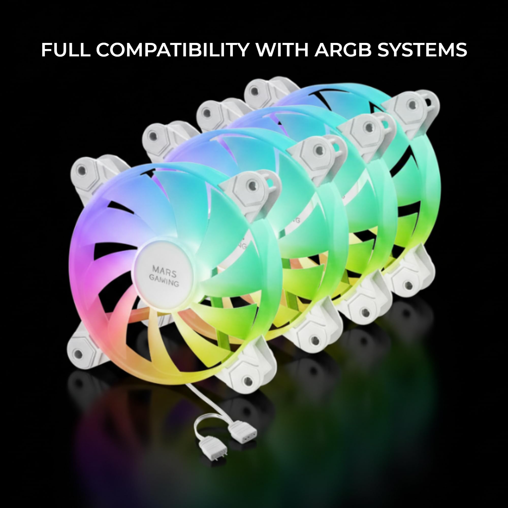 Mars Gaming MFD, Ventilador 120mm CHROMA RGB Dual Automático, Ultra Silencioso 14dB, Conexión Molex 4PIN, Sistema Antivibraciones, Transparente — view 110