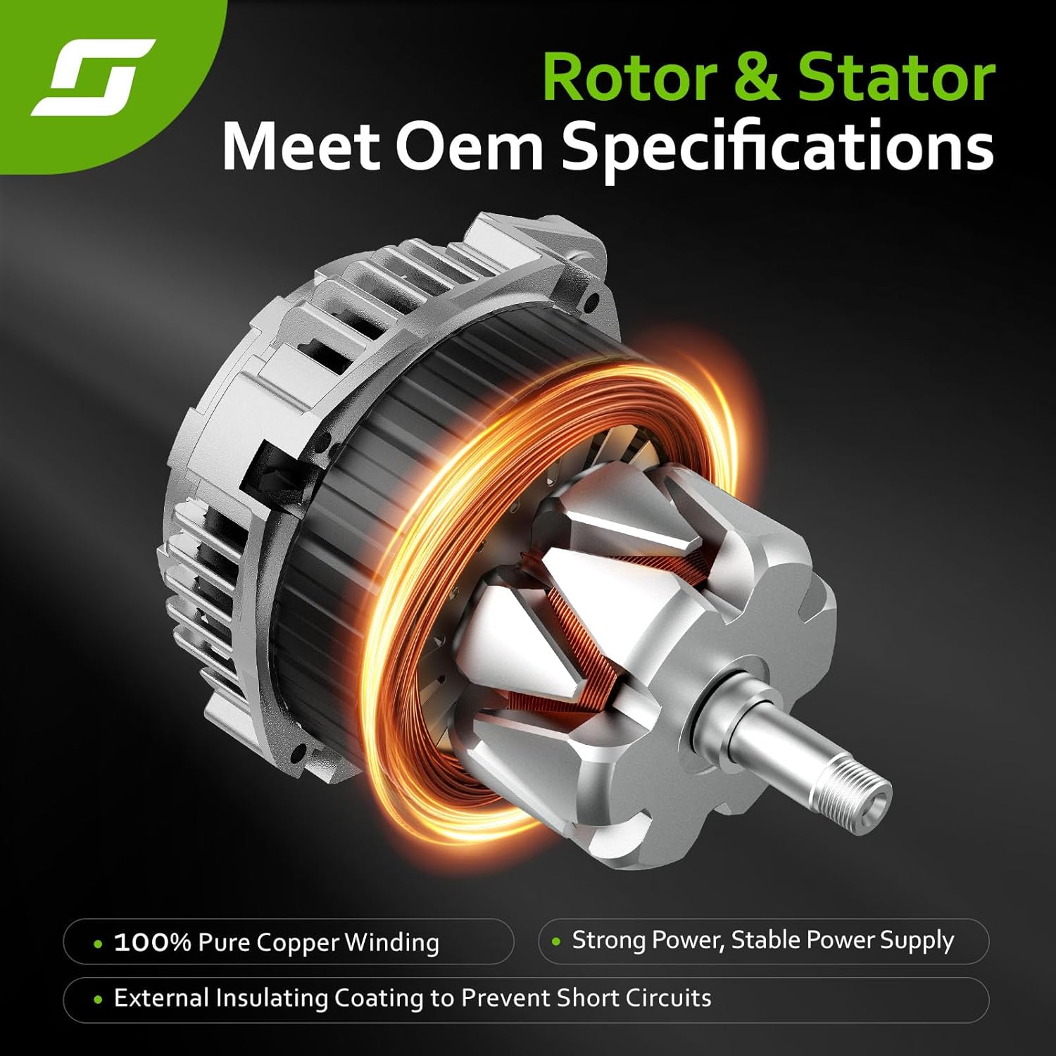 Alternator 11385N Compatible with 1.8L L4 Toyota Corolla 2009-2011, Matrix 09-10, Pontiac Vibe 09-10, 08-14 scion xD, 6-Groove Clutch Pulley, 100 Amp 12V：11385, 12897, 270600T040, 0986CR6103, AL3370X