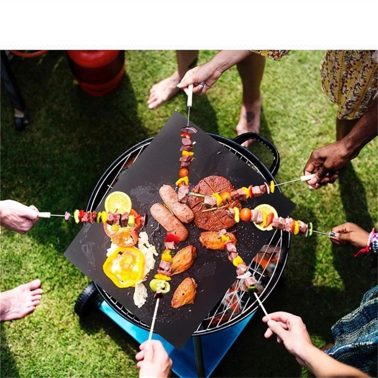 BBQ Grillmatte 44X33CM Backmatte Antihaft-Grillfolien Ofengrillmatte Wiederverwendbare Grillfolienmatte Grillwerkzeuge Camping-Grillzubehör(10pcs)
