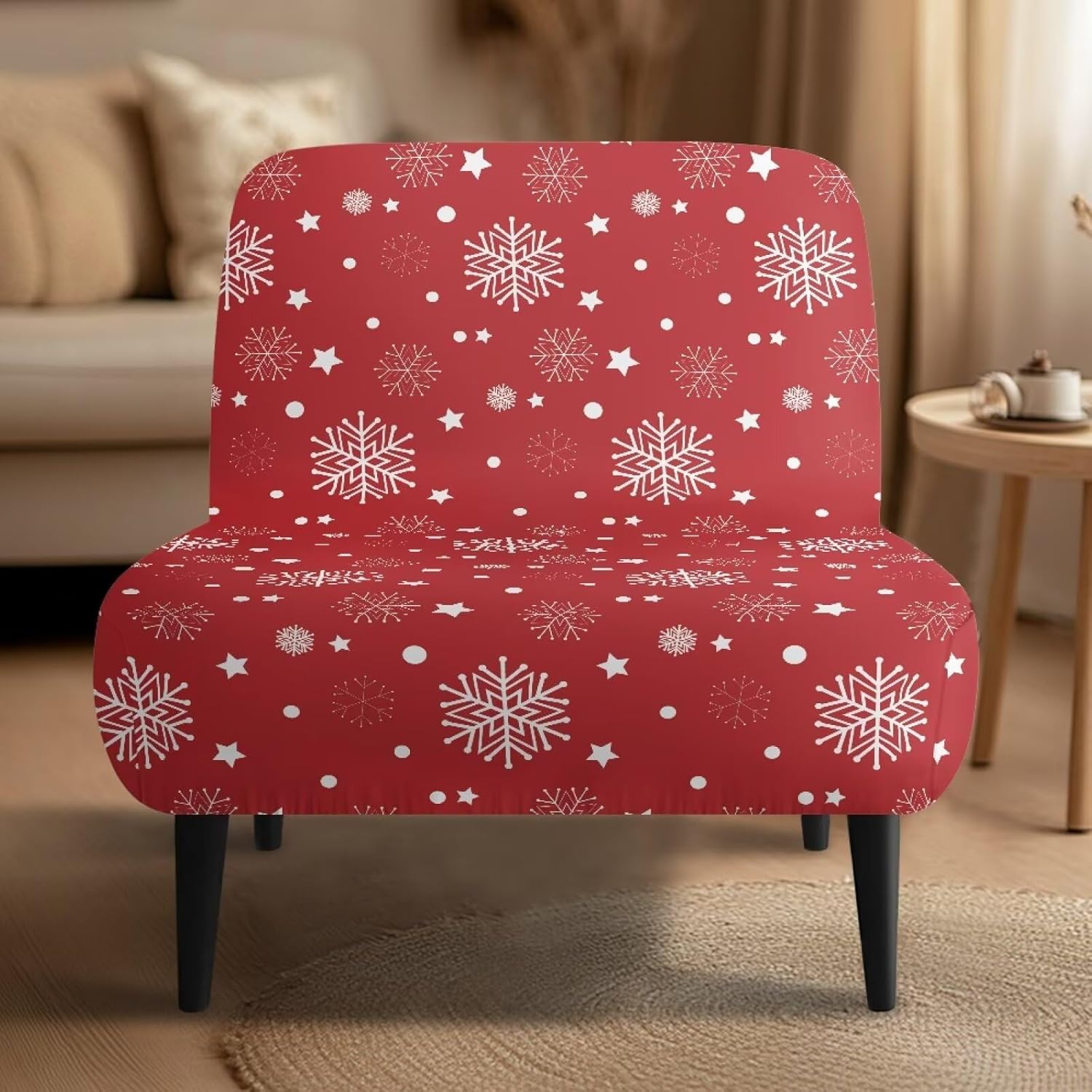 Red Snowflakes Reusable Christmas Chair Slipcovers for Study Room Dustproof Christmas Desk Chair Covers Dorm with Elastic Bottom for Wife Parents
