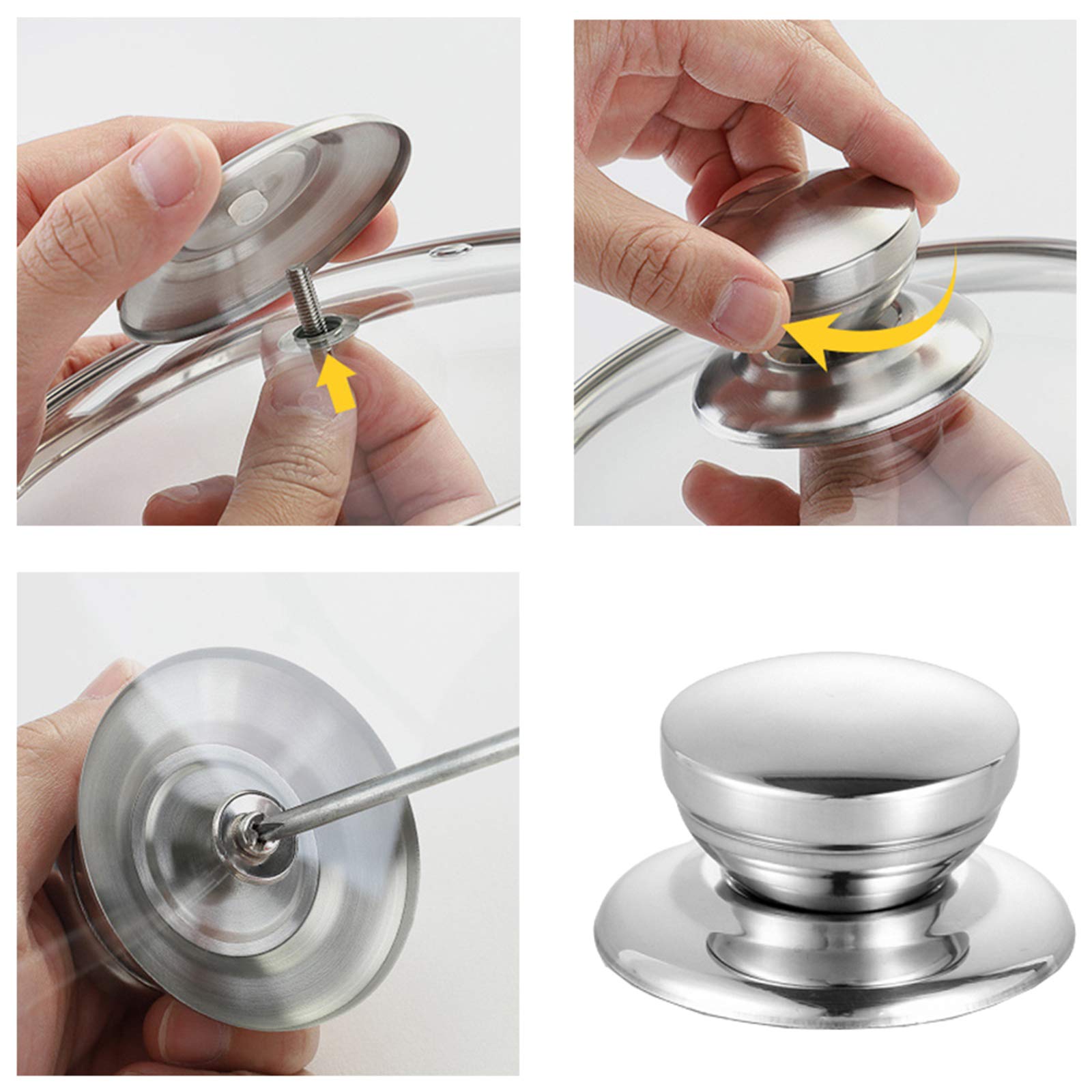 Fixation Trou 6-10mm Bouton De Remplacement Pour Couvercle De Casserole - Poignée Universelle Acier Inoxydable Poignée Isolante Haute Température