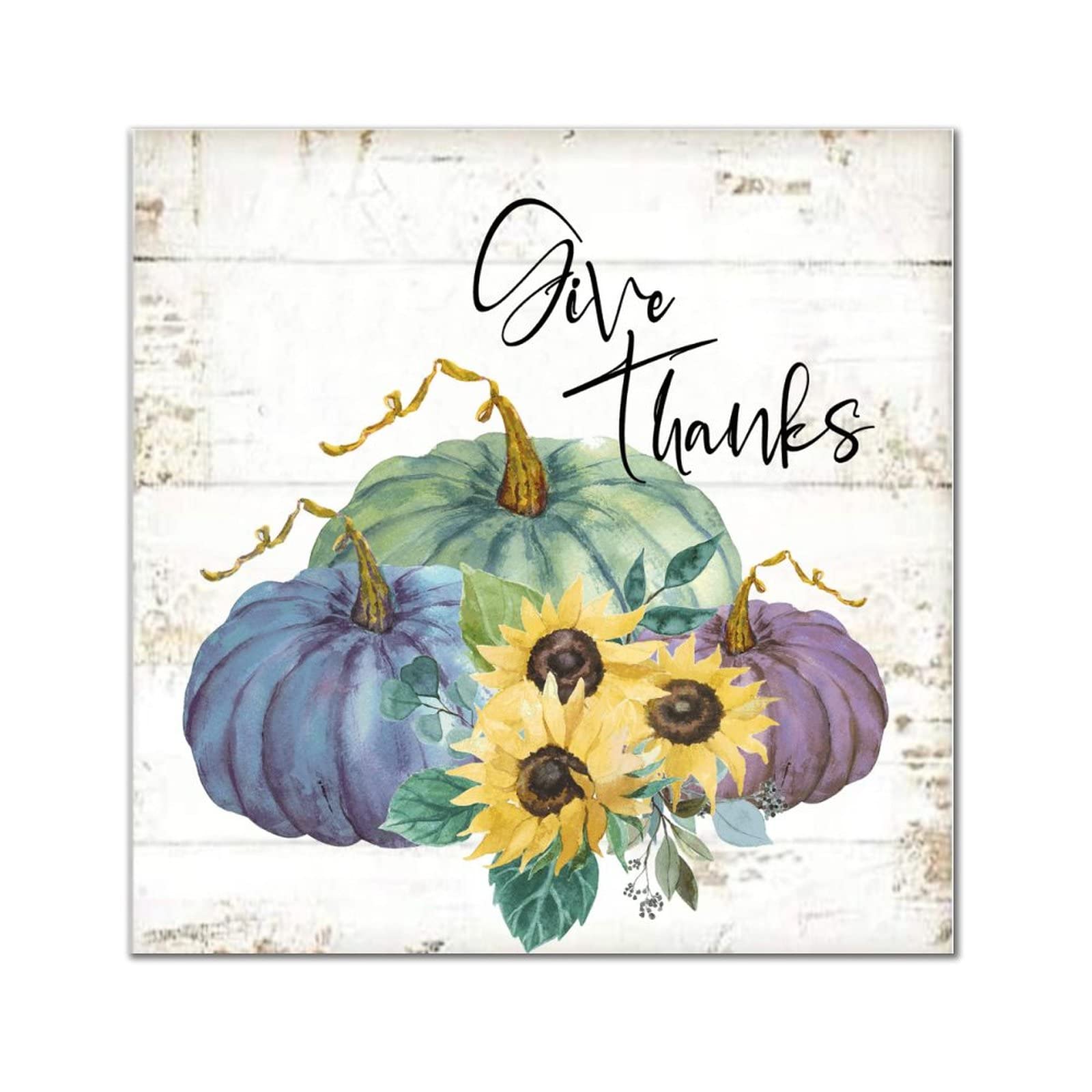 Panneau en bois rustique décoration murale salon et chambre Give Thanks 35 cm