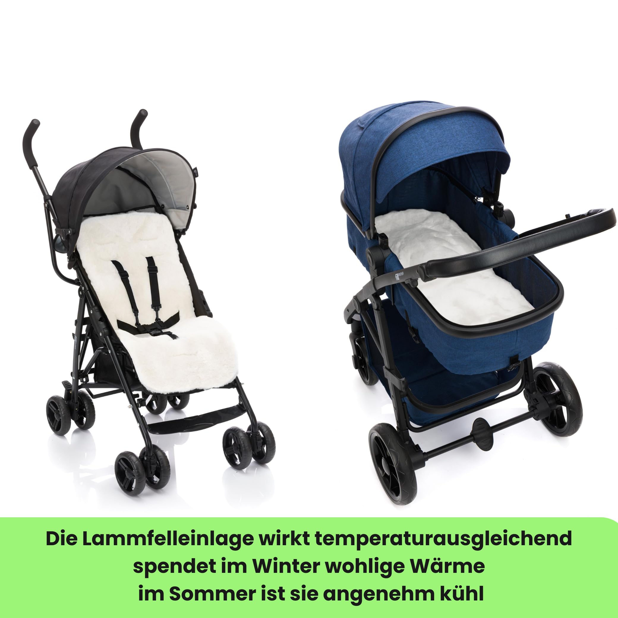 Fillikid Lammfelleinlage 73x33cm echtes Merino Schaffell für Kinderwagen Buggy Autositz