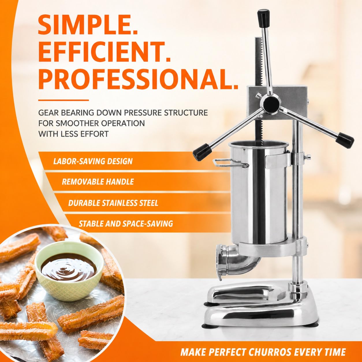 Macchina per Churros Commerciale in Acciaio Inox, Spremichurros capacità 5l per Panifici E Caffetterie, Attrezzatura per Snack Multifunzione 2L