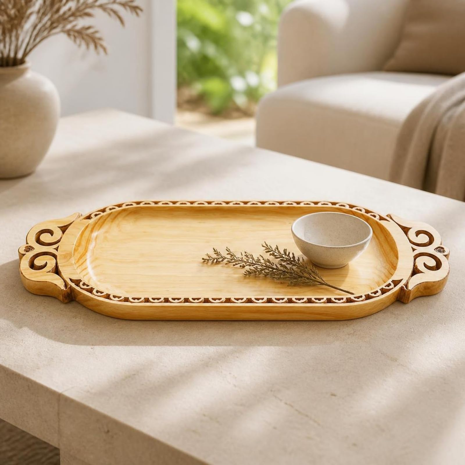 MagiDeal Vassoio Rettangolare in Legno Naturale Decorativo, Vassoio in Legno di Pino, per
