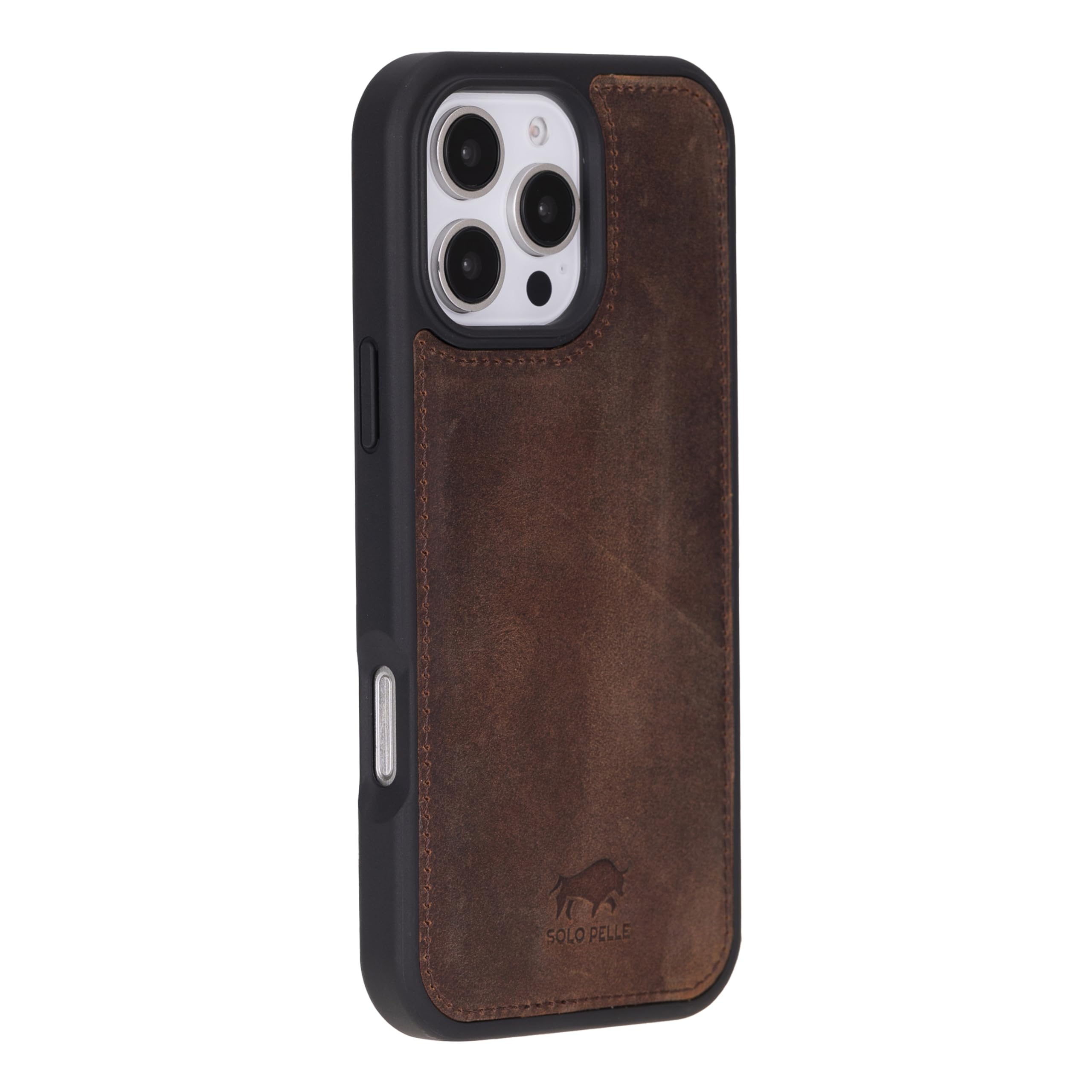 Solo Pelle Lederhülle kompatibel für iPhone 16 Pro in 6.3 Zoll abnehmbare Hülle (2in1) inkl. Kartenfächer geeignet für MagSafe Zubehör (Vintage Braun)