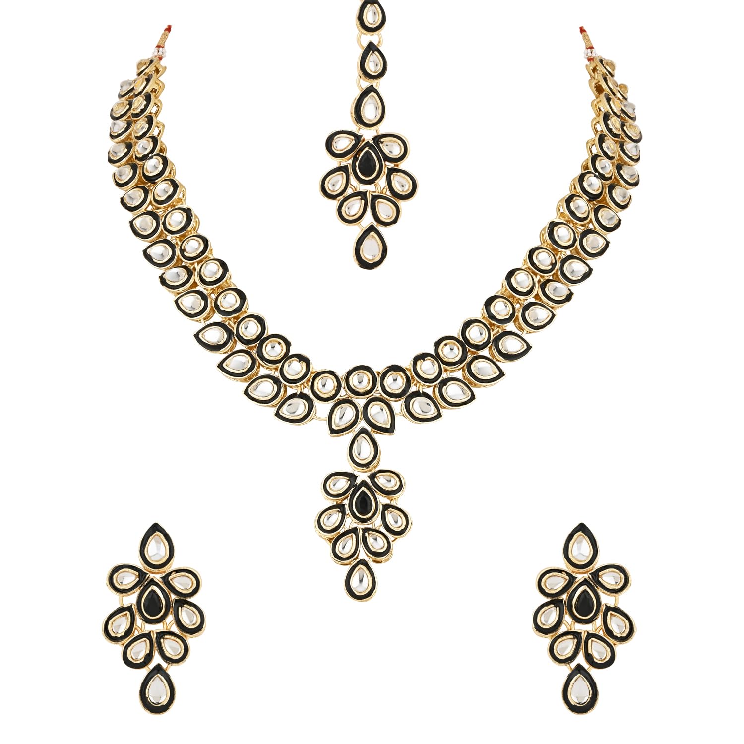 I Jewels Gold Plated Traditional Green Meenakari Handcrafted Kundan Necklace With Dangle Earrings & Maang Tikka Jewellery Set For Women/Girls (IJ356G) (B0BKW2X9QS) Amazon Price History, Amazon Price Tracker