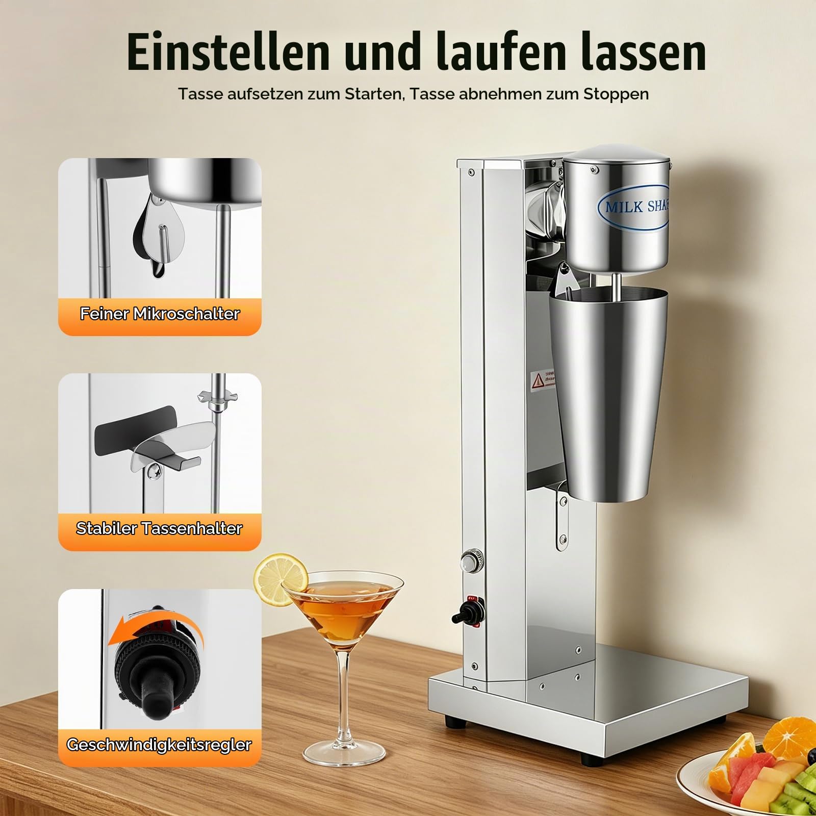 Milchshake Frappe, Protein-Shake Mixer Shaker Proteinshake Elektrisch für Cafés und Milchläden18000 U/Min 2 Geschwindigkeitsstufen 650ML
