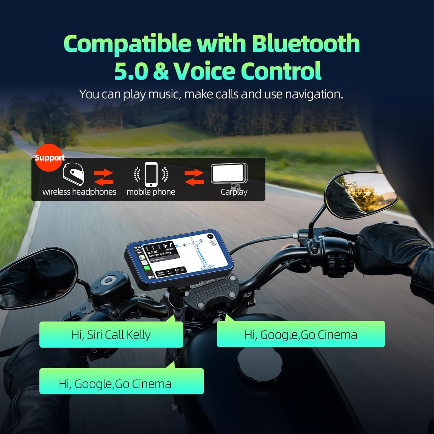 Bluetooth 5.0 and Voice Control features with wireless headphone support