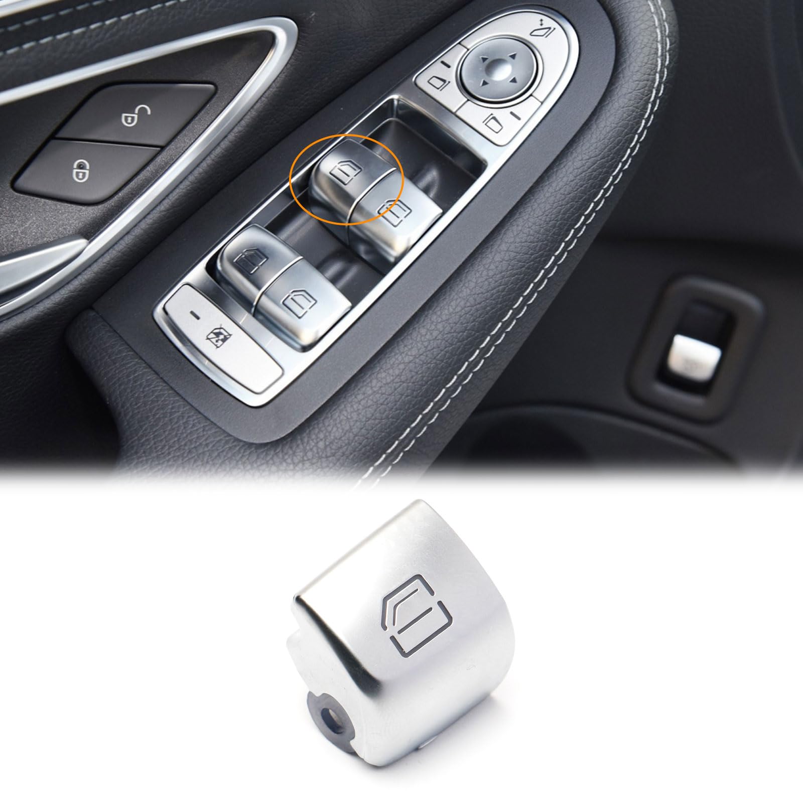Copertura per pulsante di controllo del finestrino adatta per Mercedes-Benz Classe C W205 C200 C300 2015-2021 Classe GLC W253 GLC250 GLC300 2016-2022 pulsanti di sollevamento in vetro lato
