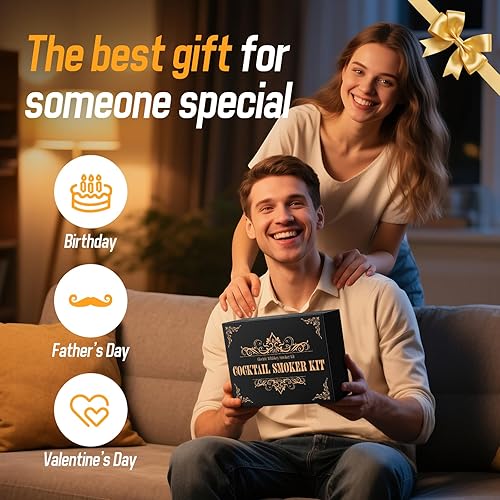 Miniatura 6 de Kit de ahumador de whisky eléctrico, kit de ahumador de bebidas a la antigua moda con varilla de calentamiento, cuerpo de aleación de aluminio y 6