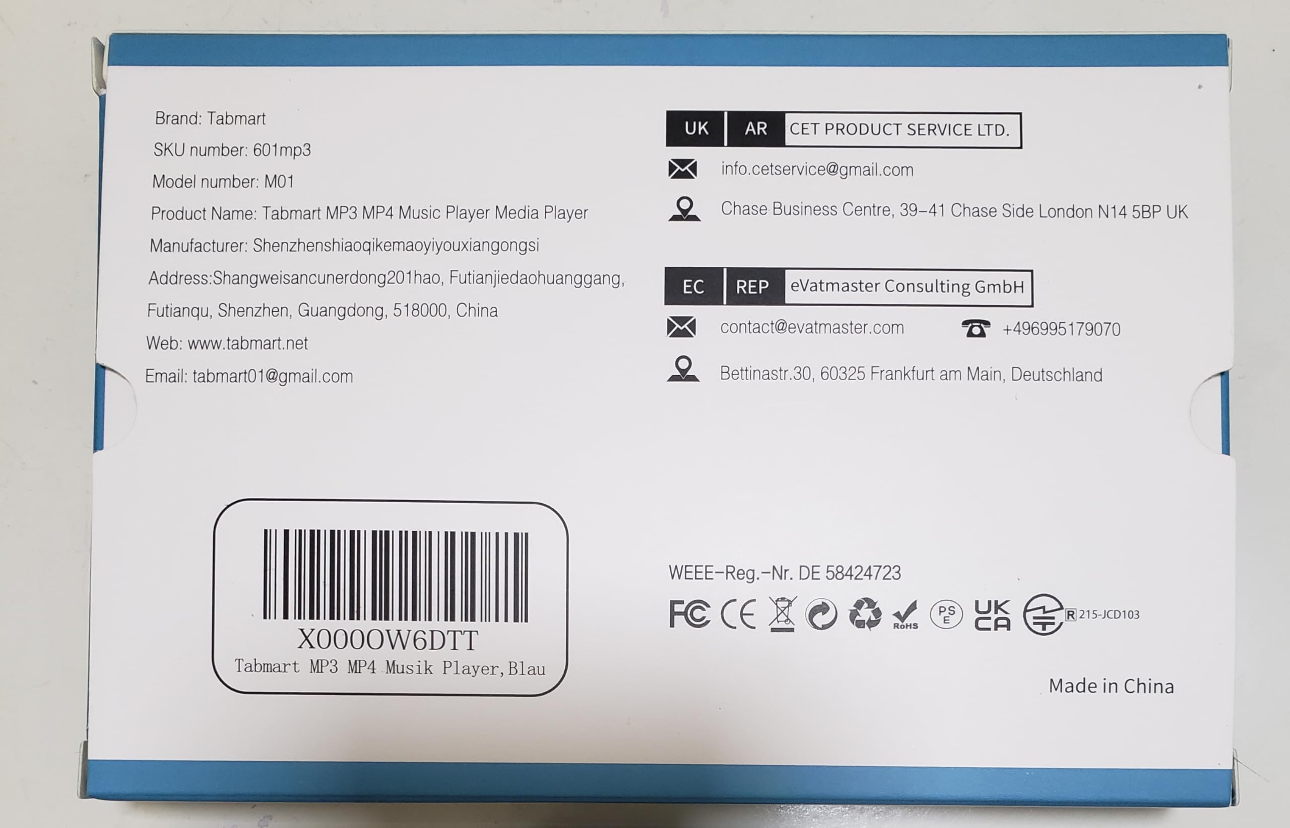 32GB Lettore MP3, Tabmart Metal Hi-Fi Capacità Di Musicale Portatile Lettore MP4 Ad Alta Risoluzione Con 1,8 Pollici Schermo MP3 Lettore Multifunzione 18 Ore Di Riproduzione Continua, Blu