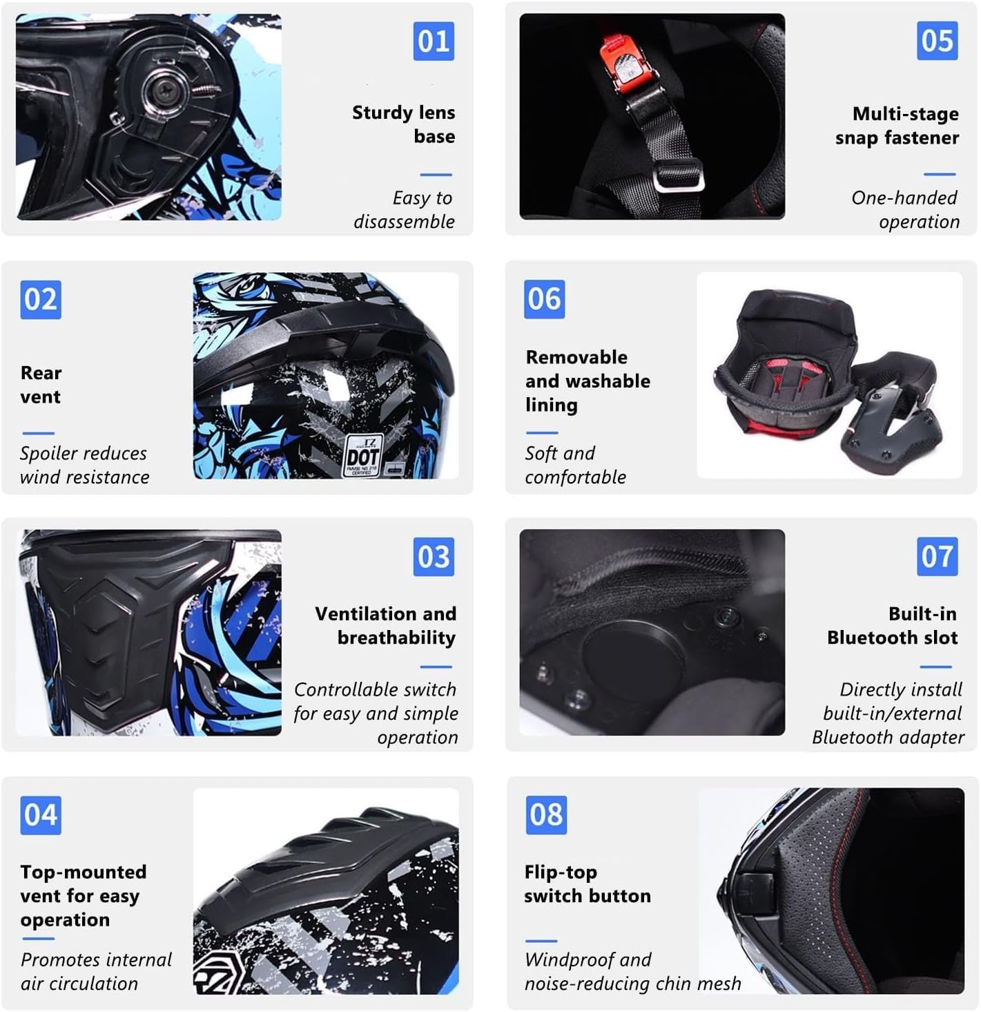 Casco de Moto Modulares ECEDOT Homologado Casco Integrales Moto Abatible Integrado para Hombres y Mujeres Adultos Cascos Motocicleta Flip Up Cascos Motocross con Doble Visera