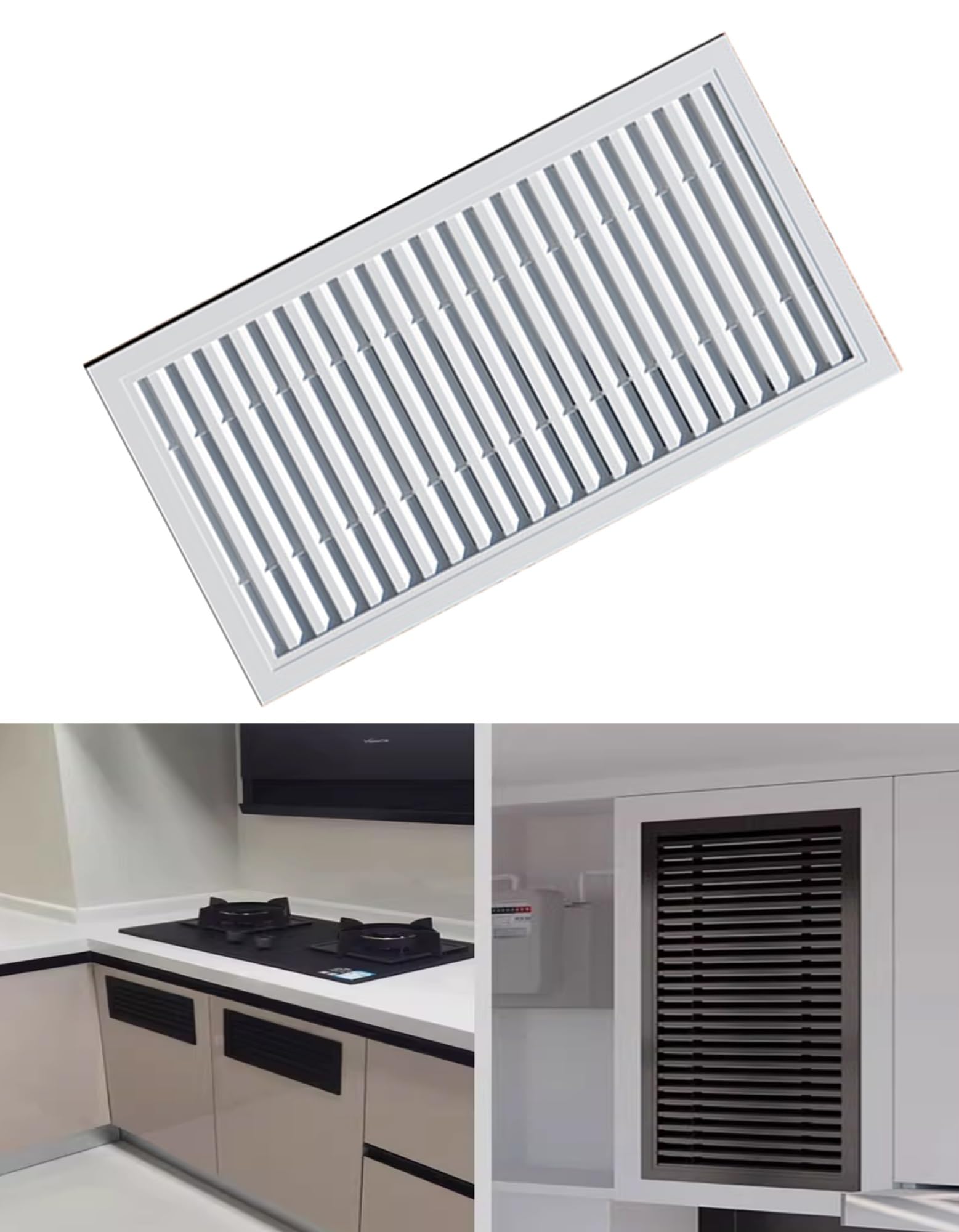 Rejilla de ventilación de aluminio para armario de cocina y puerta, cubierta decorativa con rejilla