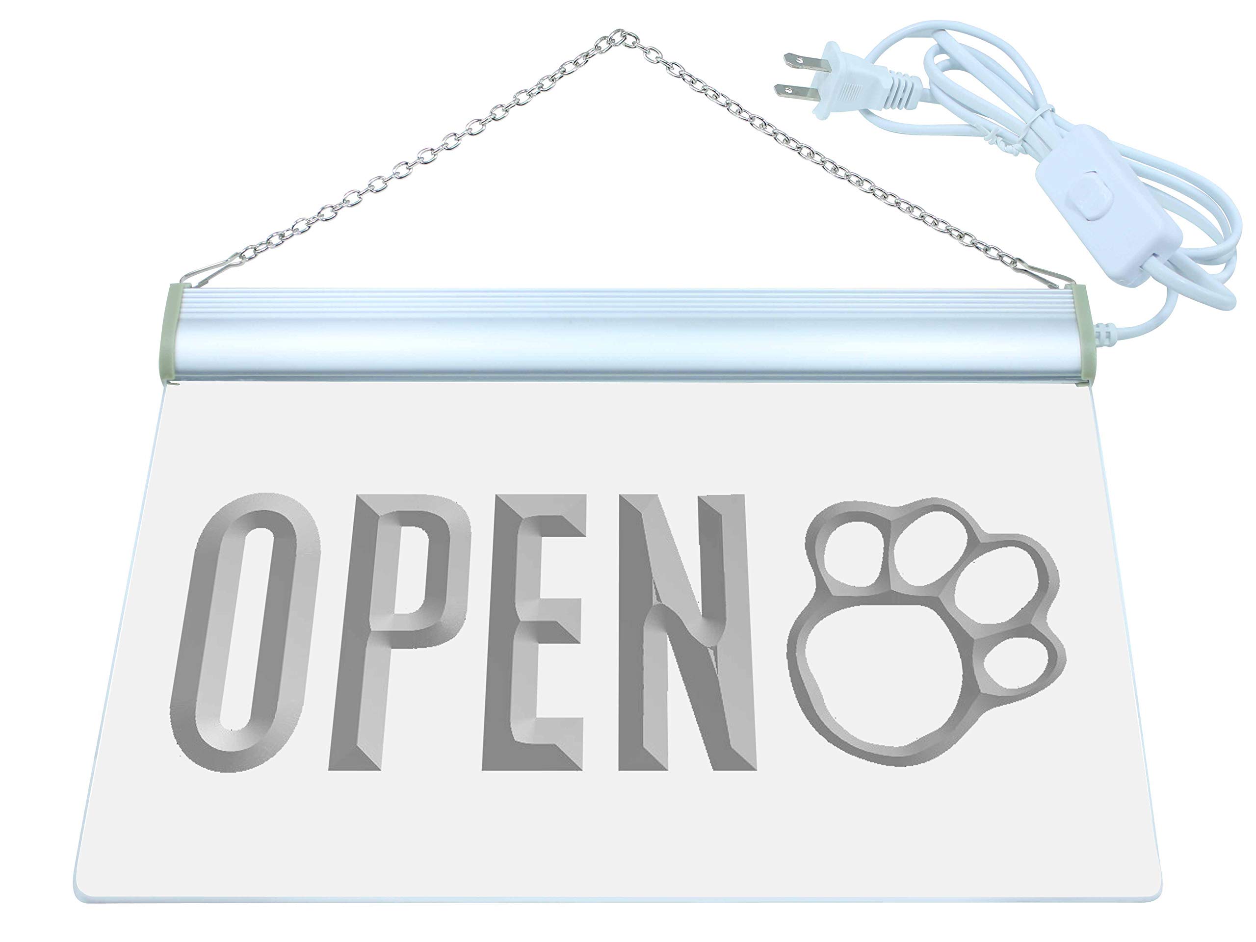 Amazon | ADVPRO OPEN Dog Paw Print Grooming Shop LED看板