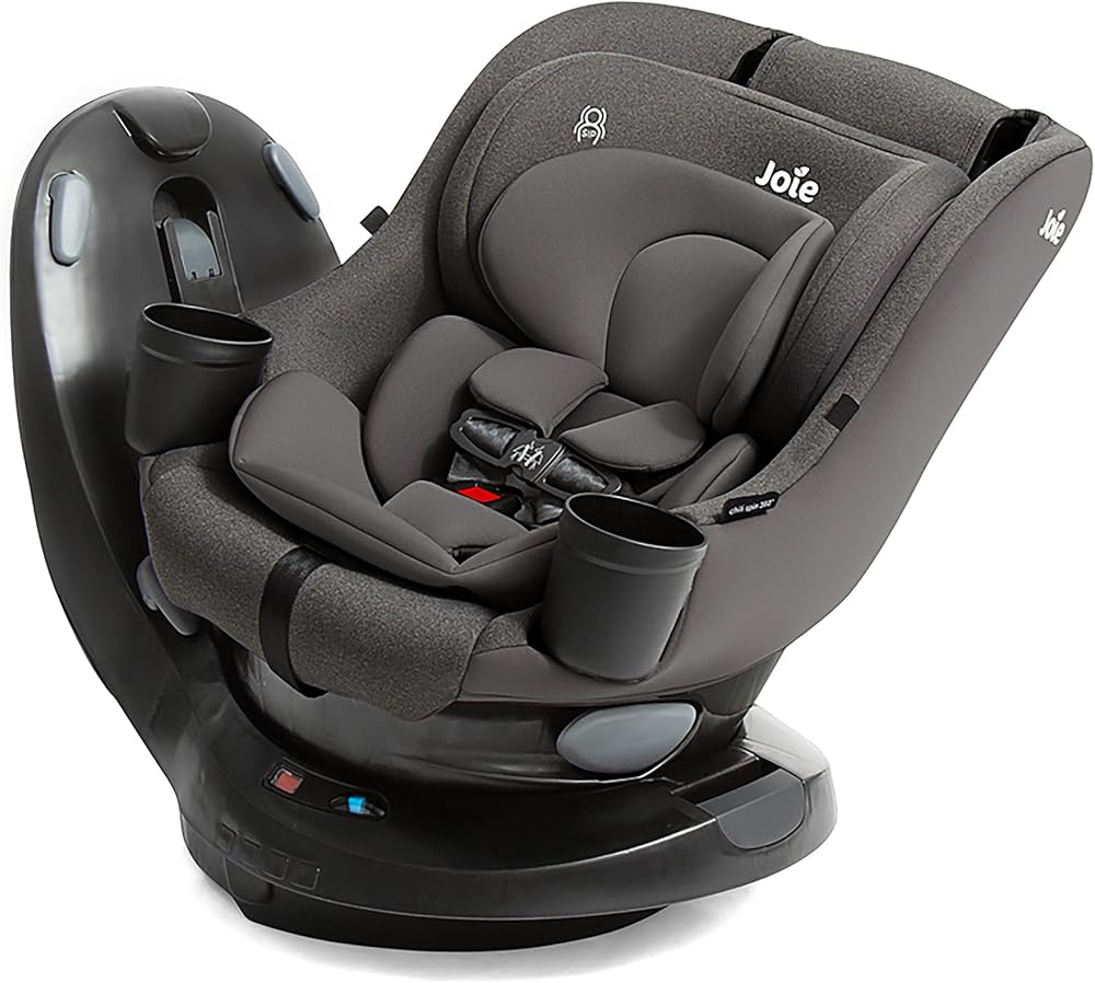 Joie Chili Spin 360 2-in-1 Rotating Convertible Car Seat with a 360 Spin and Easy Installation - Lower Anchor Attachment or Vehicle Belt Installation (Thunder)