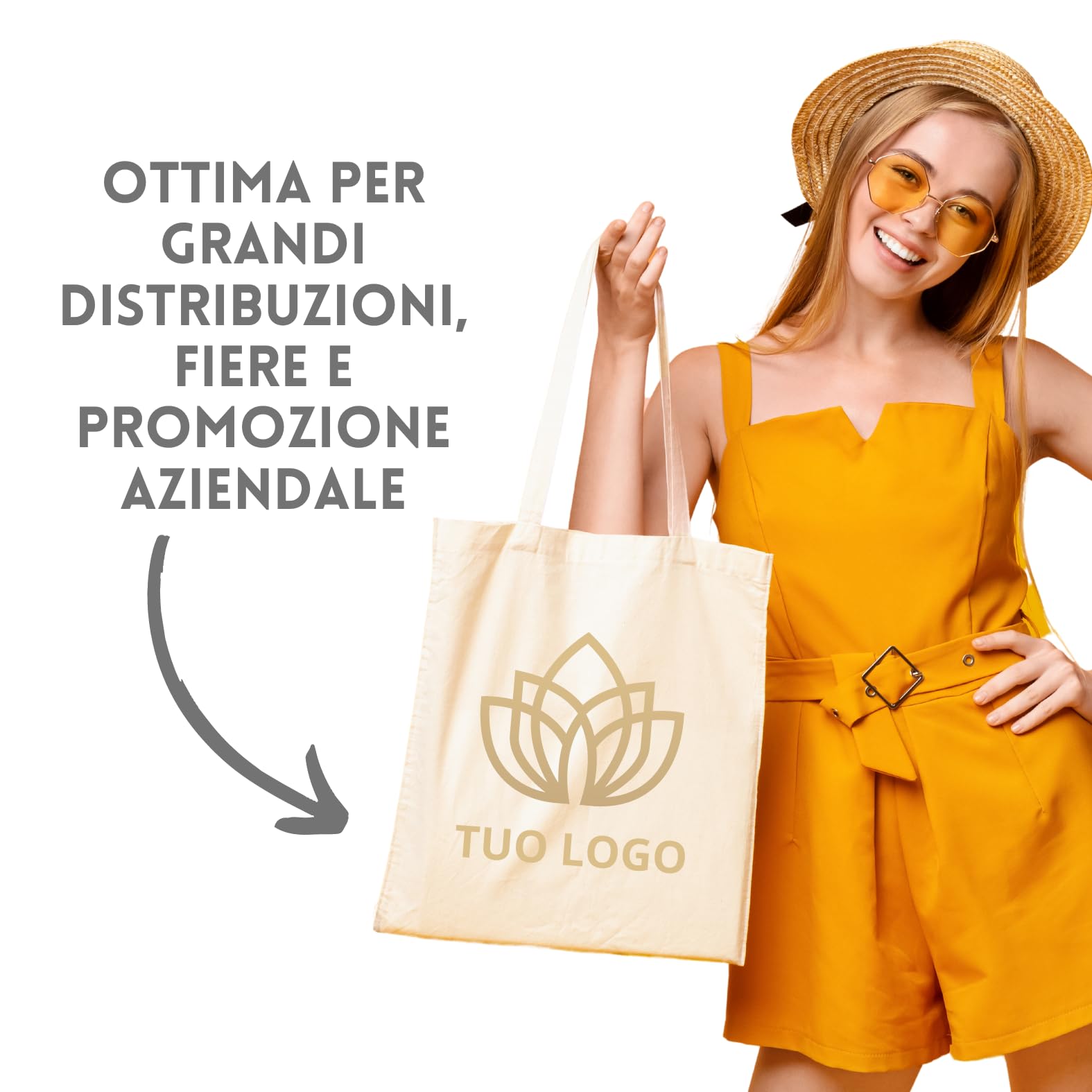 Stock 50 Shopper Personalizzate 38x42 Pubblicitarie, Borse Gadget Aziendali Personalizzate in Cotone e Juta Naturale con Logo, Buste Shopping Bag per Omaggi a Clienti PG244