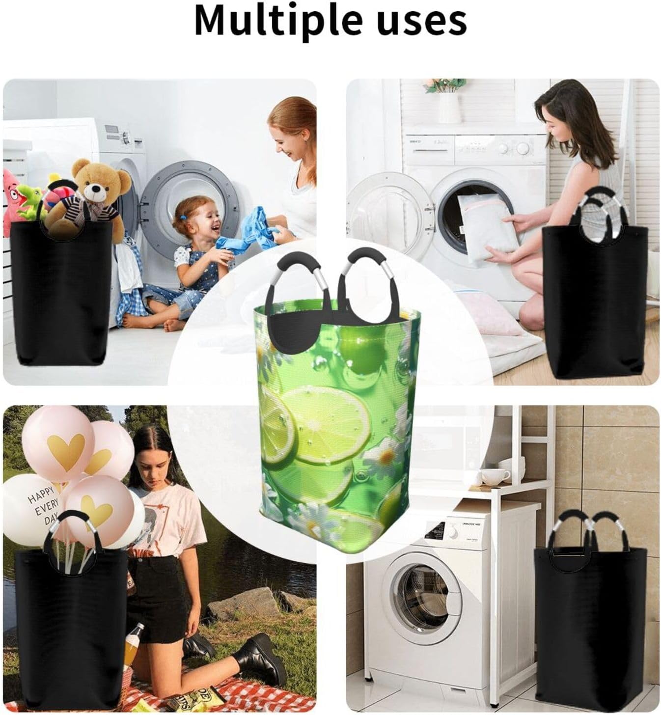 Lemons in the water Foldable storage bag, 50L capacity, suitable for laundry room, dormitory bedroom, dirty clothes storage basket.