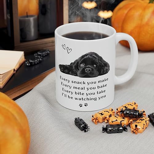 Miniatura 9 de Divertidos regalos de cocker spaniel americano para mujeres y hombres, taza de café de cerámica, taza de té blanca, 11 onzas, regalo para amantes de