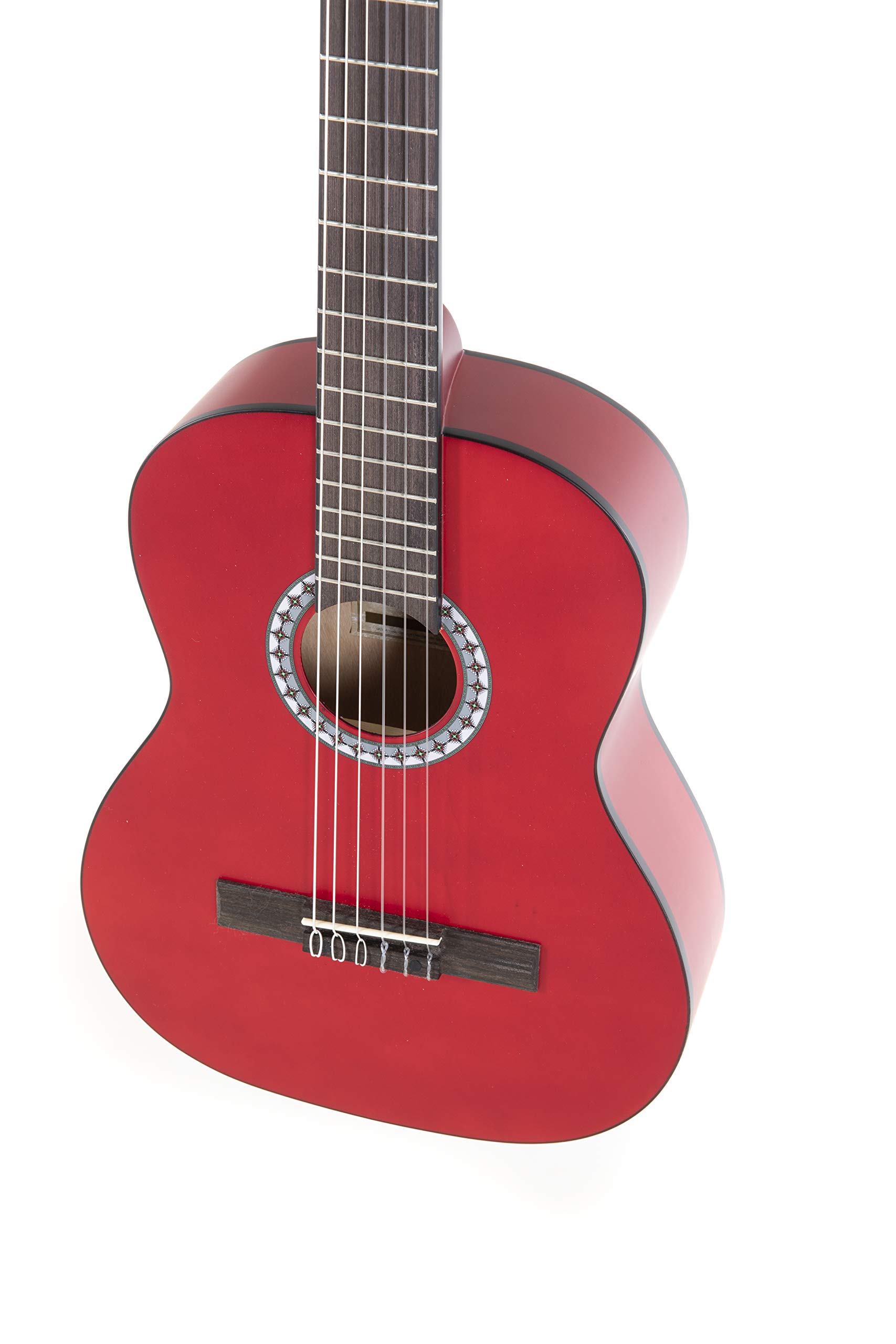 Gewapure Guitarra Clásica Basic 1/2 Rojo Transparente