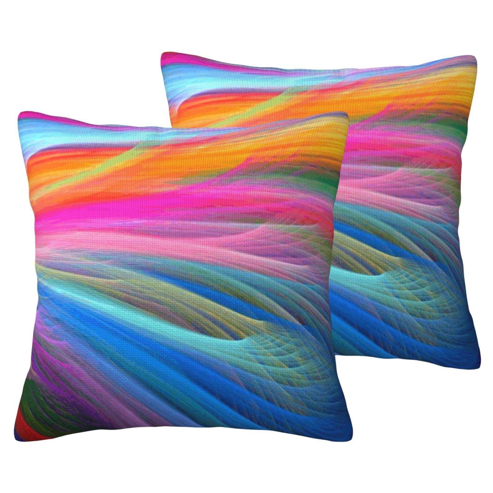 Taies d'oreiller Rainbow Ocean aspect lin de qualité pour canapé chic