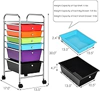 Vista 3 de MEDIMALL 6 Drawers Rolling Storage Cart, Multipurpose Craft Storage Cart with Wheels, Mobile Tools Scrapbook Paper Organizer Cart for Office School